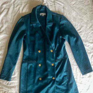 Dark Teal Gold Button Down Dress Size 10